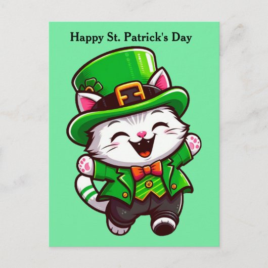 Schattigee St. Patrick's Day Cat postkaart Feestdagenkaart (Voorkant)