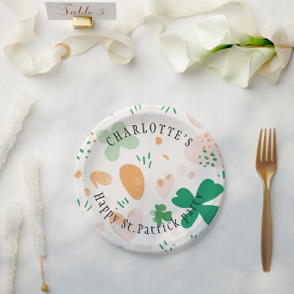 Schattigee St. Patricks Day Custom Groene Klaver Papieren Bordje