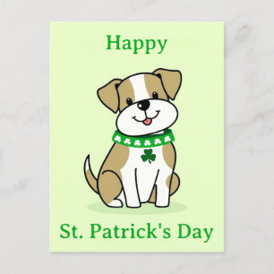 Schattigee St Patricks Day Dog Green Clover Shamro Briefkaart