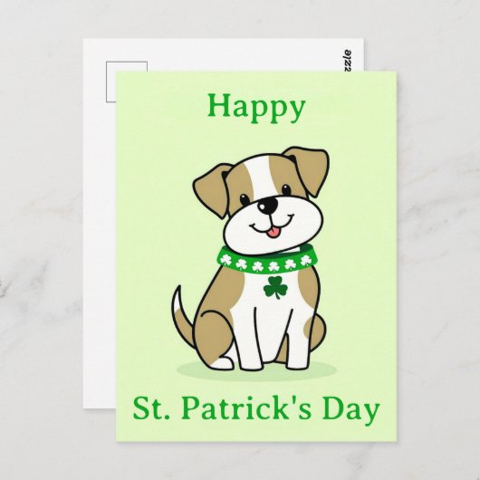 Schattigee St Patricks Day Dog Green Clover Shamro Briefkaart (Voorkant / Achterkant)