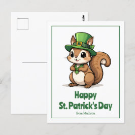 Schattigee St. Patrick's Day Eekhoorn met groen Pe Briefkaart