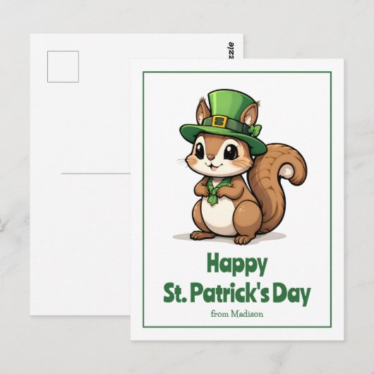 Schattigee St. Patrick's Day Eekhoorn met groen Pe Briefkaart (Voorkant / Achterkant)