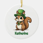 Schattigee St. Patrick's Day Eekhoorn met groen Pe Keramisch Ornament (Voorkant)