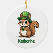 Schattigee St. Patrick's Day Eekhoorn met groen Pe Keramisch Ornament (Achterkant)