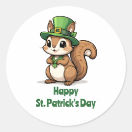 Schattigee St. Patrick's Day Eekhoorn met groen Pe Ronde Sticker