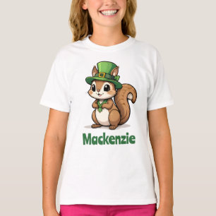 Schattigee St. Patrick's Day Eekhoorn met groen Pe T-shirt