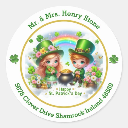 Schattigee St. Patrick's Day Envelope Seal Ronde Sticker (Voorkant)