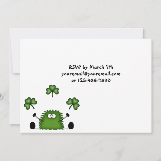 Schattigee St Patrick's Day-feestuitnodiging Kaart (Achterkant)