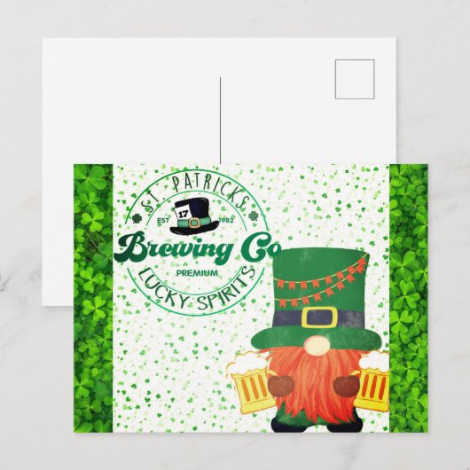 Schattigee St Patricks Day Gnome Leprechaun Bierbr Briefkaart (Voorkant / Achterkant)