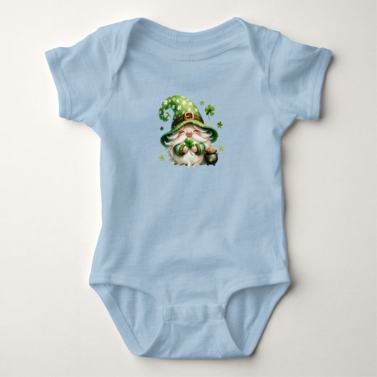 Schattigee St. Patrick's Day Gnome met Shamrocks Romper (Voorkant)