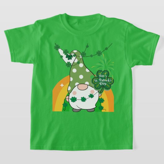Schattigee St. Patrick's Day Gnome met ShamrocksT- T-shirt (Laagn)