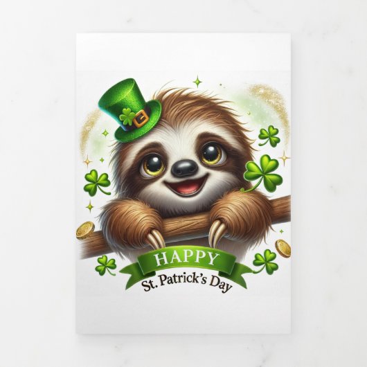 Schattigee St Patrick's Day kaart met Luiaard (Cover)
