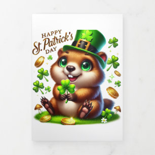 Schattigee St Patrick's Day kaart met Marmot