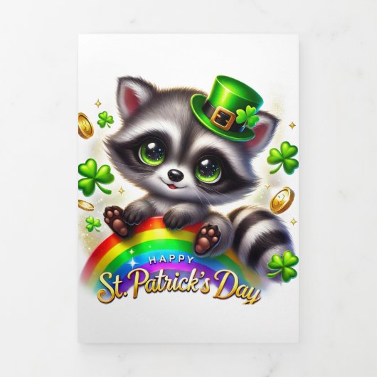 Schattigee St Patrick's Day kaart met wasbeer (Cover)