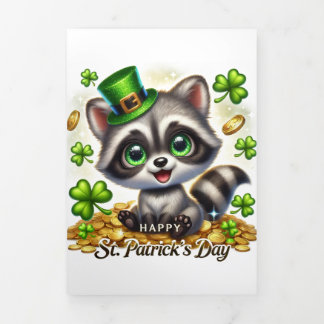 Schattigee St Patrick's Day kaart met wasbeer
