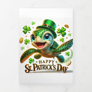 Schattigee St Patrick's Day kaart met Zee Turtle