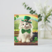 Schattigee St. Patricks Day Kitten Regenboogpot va Briefkaart (Staand voorkant)