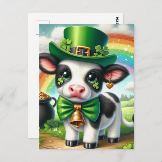 Schattigee St. Patricks Day Koe Briefkaart (Voorkant / Achterkant)