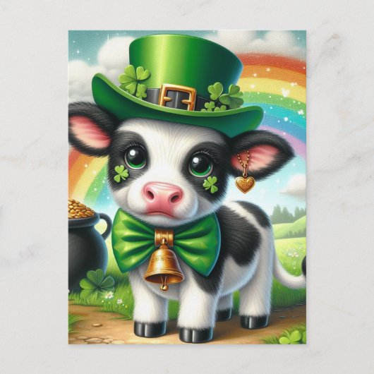 Schattigee St. Patricks Day Koe Briefkaart (Voorkant)