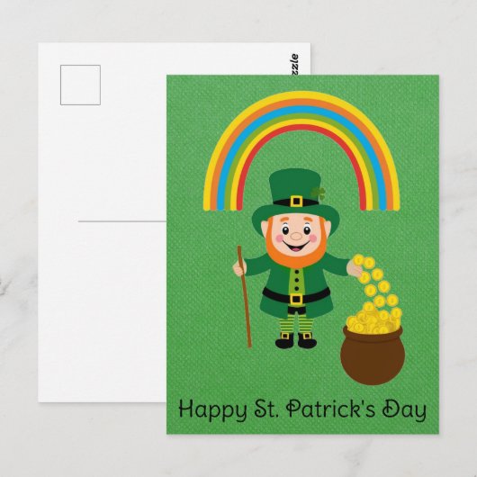 Schattigee St Patricks Day Leprechaun Rainbow Gold Briefkaart (Voorkant / Achterkant)
