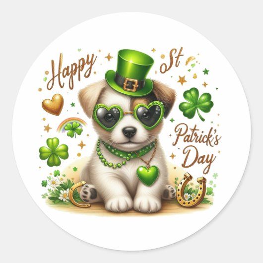 Schattigee St. Patrick's Day Puppy sticker (Voorkant)