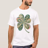 Schattigee St Patricks Four Leaf Clover Waterverf  T-shirt (Voorkant)