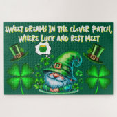 Schattigee St Patrick's Gnome Slapen op jager groe Legpuzzel (Horizontaal)