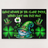 Schattigee St Patrick's Gnome Slapen op zwart | Legpuzzel (Horizontaal)