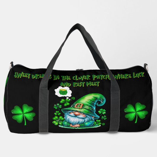 Schattigee St Patrick's Gnome Slapen op zwart | Plunjezak (Voorkant)