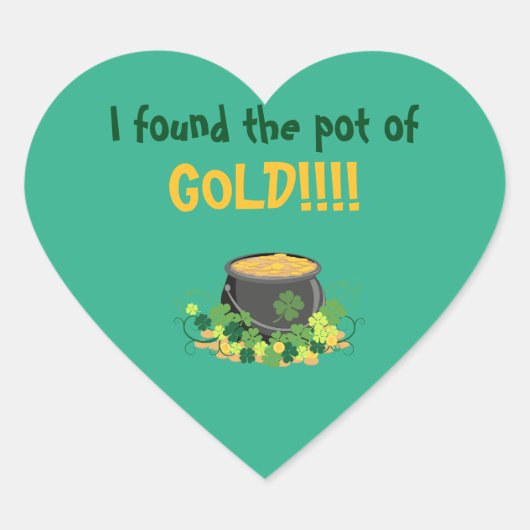 Schattigee St. Patrick's Pot of Gold Hart Sticker (Voorkant)