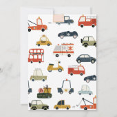 Schattigee stadsauto's verjaardagsuitnodiging kaart (Achterkant)