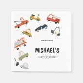 Schattigee stadsauto's verjaardagsuitnodiging servet (Voorkant)