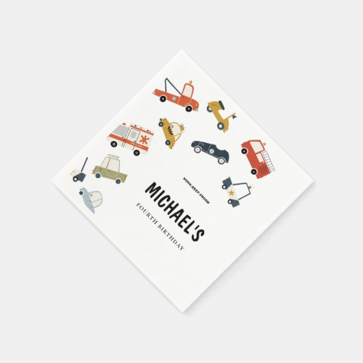 Schattigee stadsauto's verjaardagsuitnodiging servet (Hoek)