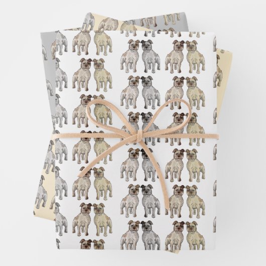 Schattigee Staffordshire Bull Terrier Hondenliefhe Inpakpapier Vel (In situ)