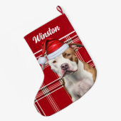 Schattigee Staffordshire Dog en Red Plaid Custom Grote Kerstsok (Achterkant (Hangend))