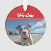 Schattigee Staffordshire Dog Holiday Kerstfoto Ornament (voorkant)
