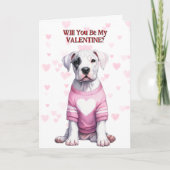 Schattigee Staffordshire Puppy Dog in Trui Valenti Feestdagen Kaart (Voorkant)