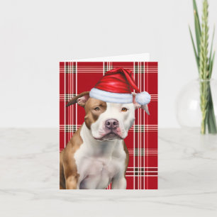 Schattigee Staffordshire Terrier Santa Dog Red Pla Feestdagen Kaart