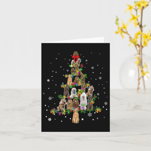 Schattigee Standaard Poedel Hond Kerstboom Gift De Kaart (Gele Bloem)