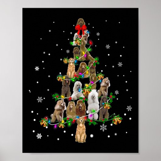 Schattigee Standaard Poedel Hond Kerstboom Gift De Poster (Voorkant)