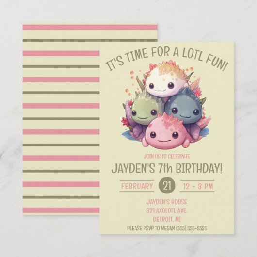 Schattigee stapel van Axolotls Verjaardagsfeest Kaart (Voorkant / Achterkant)