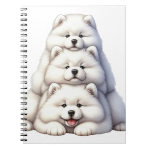 SCHATTIGEE STAPEL WITTE SAMOYED PUPPYHONDEN NOTITIEBOEK