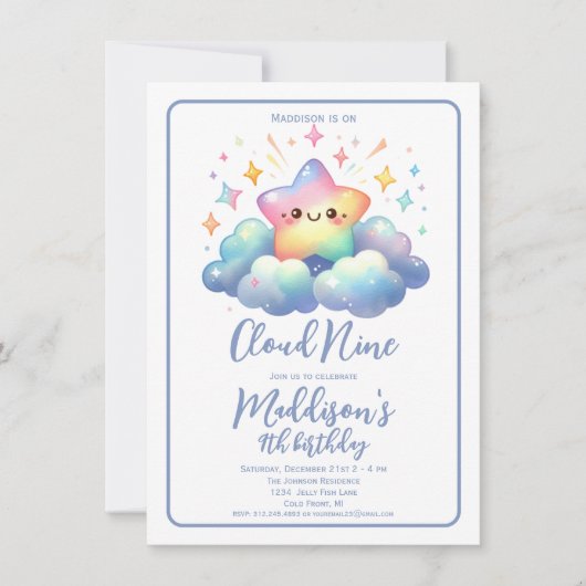 Schattigee Star Cloud 9 Meisjes 9e Verjaardag Kaart (Voorkant)