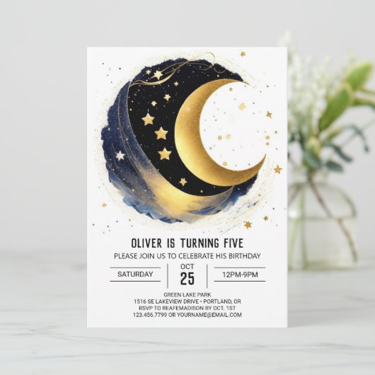 Schattigee Starlit Nacht Verjaardag Kaart (Staand voorkant)