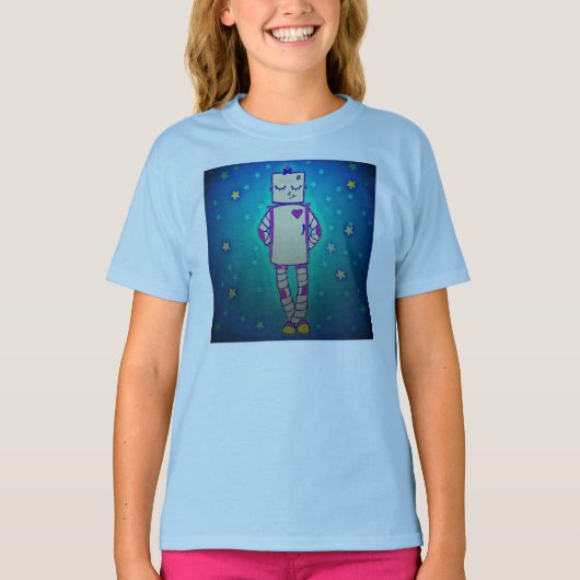 Schattigee Starry Robot Girls Shirt (Voorkant)