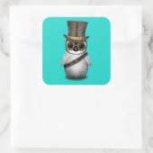 Schattigee Steampunk Baby Penguin Vierkante Sticker (Tas)