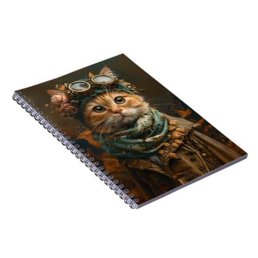 Schattigee Steampunk Cat grillige kleding A5 Journ Notitieboek (Rechterzijde)