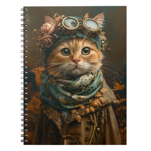 Schattigee Steampunk Cat grillige kleding A5 Journ Notitieboek (Voorkant)