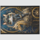 Schattigee Steampunk Cat op Brass Horse G3L Decoup Tissuepapier (Voorkant)