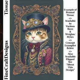 Schattigee Steampunk Cat, Top Hat, Lijst DG4L Deco Tissuepapier